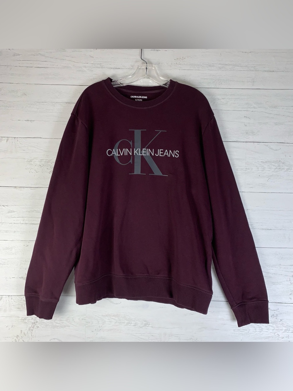 Calvin Klein Men's Sweatshirt Size XL  Color Burgundy with front logo graphic